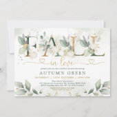 Herfst in Love Greenery Gold Pumpkin Vrijgezellenf Kaart (Voorkant)