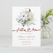 Herfst In Love Greenery Pompoen Fall Wedding Kaart (Staand voorkant)