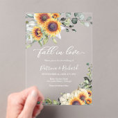 Herfst In Love Greenery Zonnebloemen bruiloft Acryl Uitnodigingen (Insitu (Draagbaar))