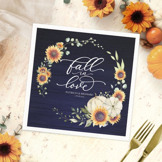 Herfst In Love Greenery Zonnebloemen bruiloft Servet