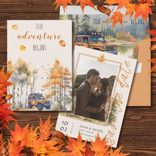 Herfst in Love Mountain Wedding Save The Date Kaar