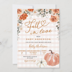 Herfst In Love Oranje Gingham Pumpkin Baby shower Kaart