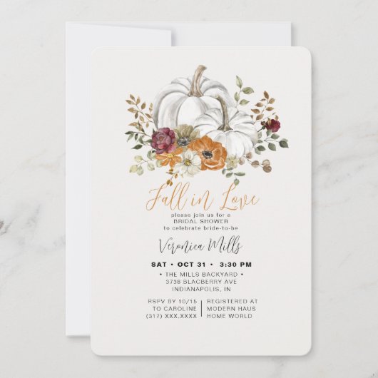 Herfst in Love Paars Autumn Pumpkin Vrijgezellenfe Kaart (Voorkant)