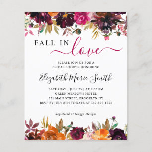 Herfst in Love Paars Floral Vrijgezellenfeest Invi