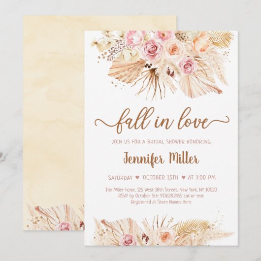 Herfst in Love Pampas Grass Boho Vrijgezellenfeest Kaart (Voorkant / Achterkant)