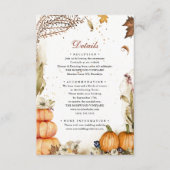 Herfst in Love Pumpkin Autumn Weddenschap Details Informatiekaartje (Voorkant)