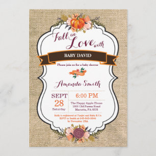 Herfst in Love Pumpkin Baby shower Invitation Burl Kaart