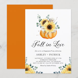 Herfst in Love Pumpkin & Sunflower Engagement Part Kaart