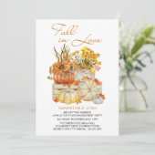 Herfst in Love Pumpkin Thanksgiving Engagement Par Kaart (Staand voorkant)