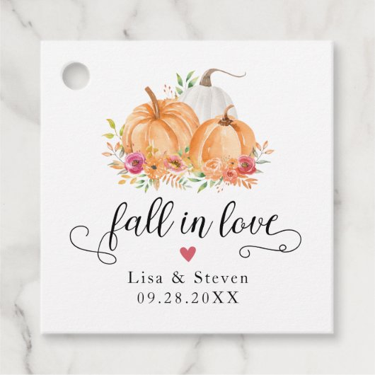 Herfst in Love Pumpkins Wedding Bedankjes Labels (Voorkant)