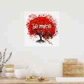 Herfst in Love Red Tree met hartfalen Poster (Keuken)