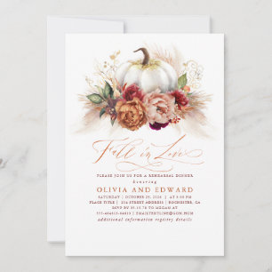 Herfst in Love Rehearsal Dinner Rust Flowers Pumpk Kaart
