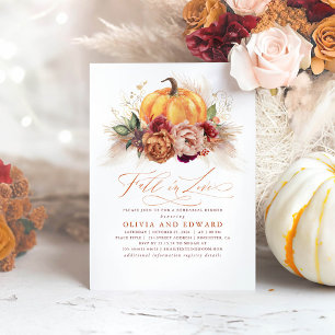 Herfst in Love Rehearsal Dinner Rust Flowers Pumpk Kaart