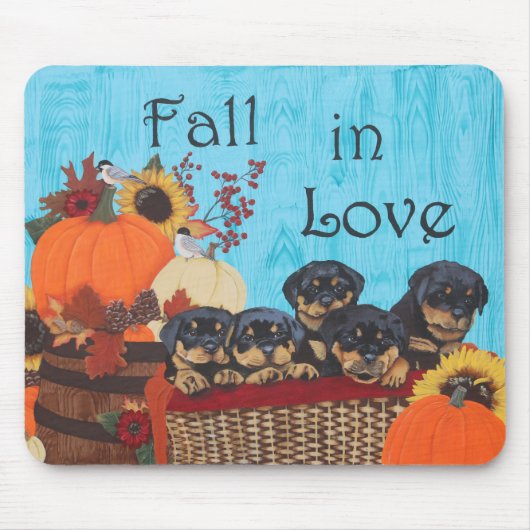 Herfst in Love Rottweiler Print Muismat (Voorkant)