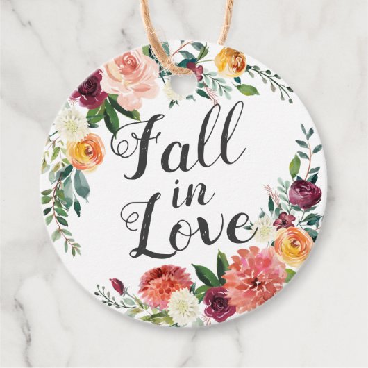 Herfst in Love Rustic Burgundy Floral Wedding Bedankjes Labels (Voorkant)