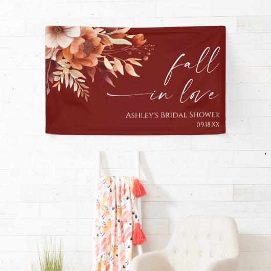 Herfst in Love Rusty Bourgondië Bloemen Vrijgezell Spandoek (Insitu)