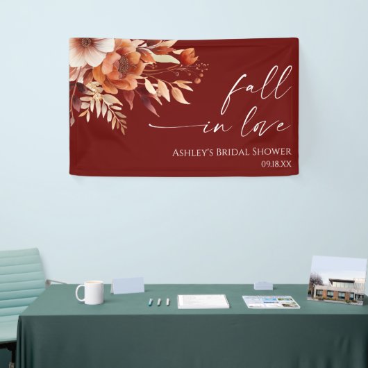 Herfst in Love Rusty Bourgondië Bloemen Vrijgezell Spandoek (Beurs)