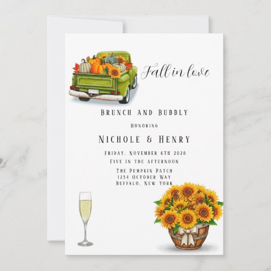 Herfst in Love  Truck Pumpki Bubble & Bubble Kaart (Voorkant)
