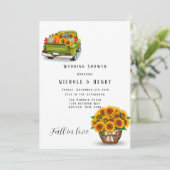 Herfst in Love Truck Pumpkin Weduwen Shower Kaart (Staand voorkant)