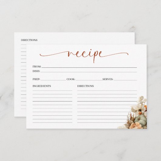 Herfst In Love Vrijgezellenfeest Recept Kaart (Voorkant / Achterkant)