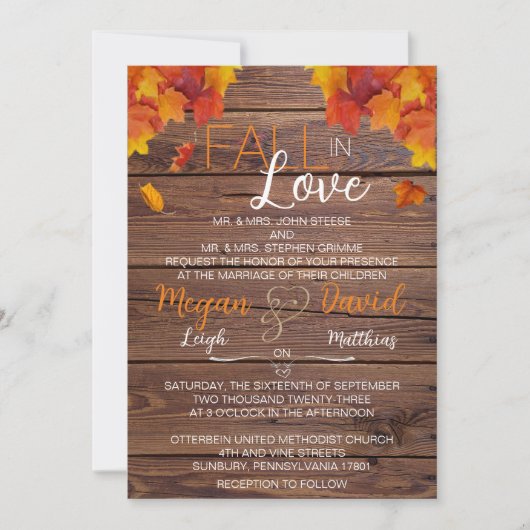 Herfst in Love Wedding Kaart (Voorkant)