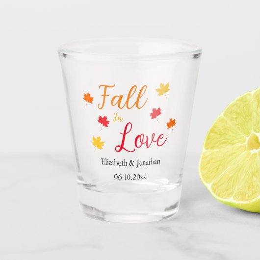 Herfst in Love Wedding Shot Glas (Voorkant)