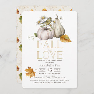 Herfst in Love White Pumpkin Bird Vrijgezellenfees Kaart