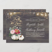 Herfst in Love White Pumpkin Rustic Engagement Par Kaart (Voorkant / Achterkant)