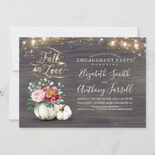 Herfst in Love White Pumpkin Rustic Engagement Par Kaart