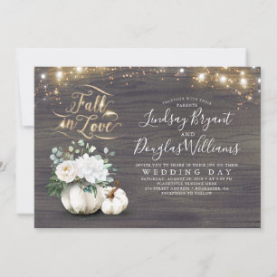 Herfst in Love White Pumpkin Rustic Fall Wedding Kaart