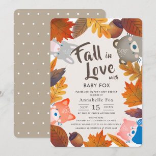Herfst in Love Woodland Animals Brown Baby shower Kaart