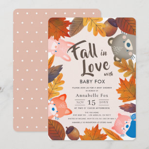 Herfst in Love Woodland Animals Roze Baby shower Kaart