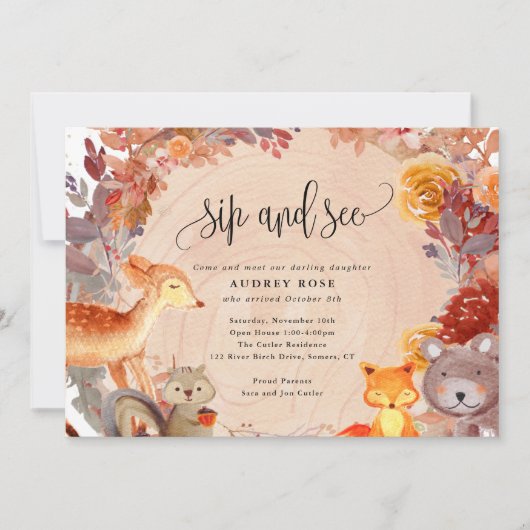 Herfst in Love Woodland Animals, Rustiek Sip and S Kaart (Voorkant)