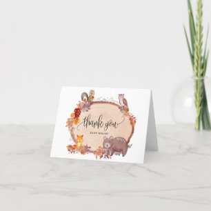 Herfst in Love Woodland Animals, Rustisch Baby sho Bedankkaart
