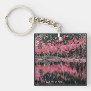 Herfst in roze AcrylSleutelhanger Sleutelhanger