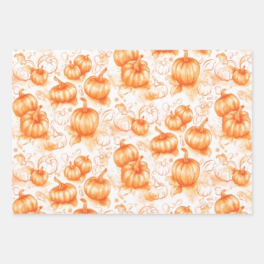 Herfst in Waterverf inpakvellen Inpakpapier Vel (Voorkant 3)