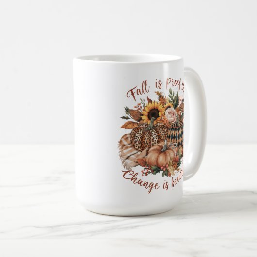 HERFST IS HET BEWIJS DAT VERANDERING MOOIE POMPOEN KOFFIEMOK (Voorkant rechts)