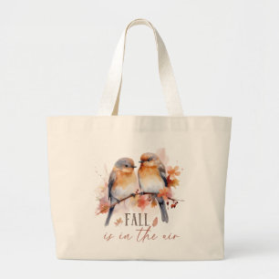 Herfst is in de lucht - Schattigee vogels en herfs Grote Tote Bag