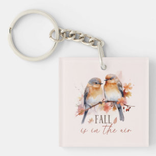 Herfst is in de lucht - Schattigee vogels en herfs Sleutelhanger