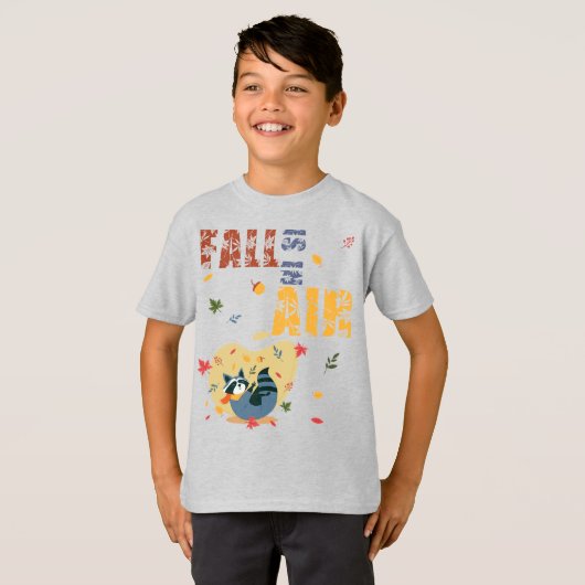 Herfst is in lucht met swingende wasbeer t-shirt (Voorkant volledig)