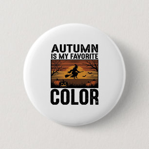 Herfst Is Mijn Favoriete Kleur Halloween Heks Ontw Ronde Button 5,7 Cm
