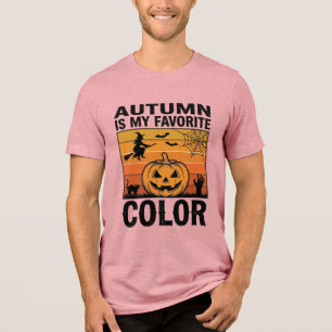 Herfst Is Mijn Favoriete Kleur Halloween Pompoen D Tri-Blend Shirt