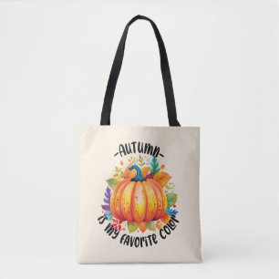 Herfst is mijn favoriete kleur - pompoen en blader draagtas