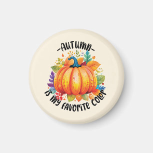 Herfst is mijn favoriete kleur - pompoen en blader magneet