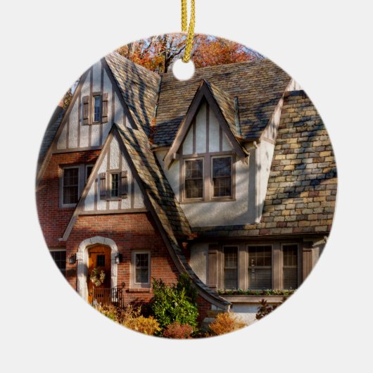 Herfst - Kabouter thuis Keramisch Ornament (Voorkant)