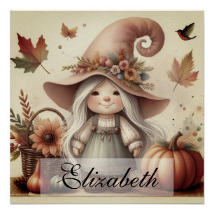 Herfst kabouters met herfstbladeren Perfect Poster