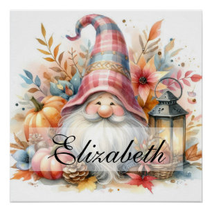 Herfst kabouters met herfstbladeren Perfect Poster