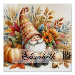 Herfst kabouters met herfstbladeren Perfect Poster