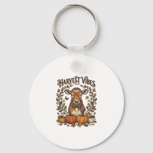 Herfst Kalf Shirt Vintage Gravure Oogst Pompoen Sleutelhanger