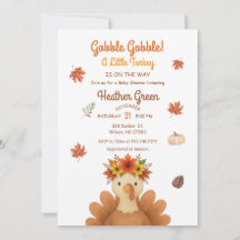 Herfst Kalkoen Baby Shower Uitnodiging